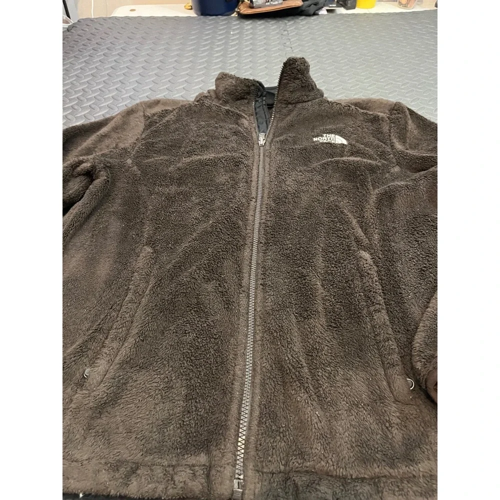 The North Face Osito Fleece Jacket Womens L Brown Full Zip Soft Fuzzy Mock Neck